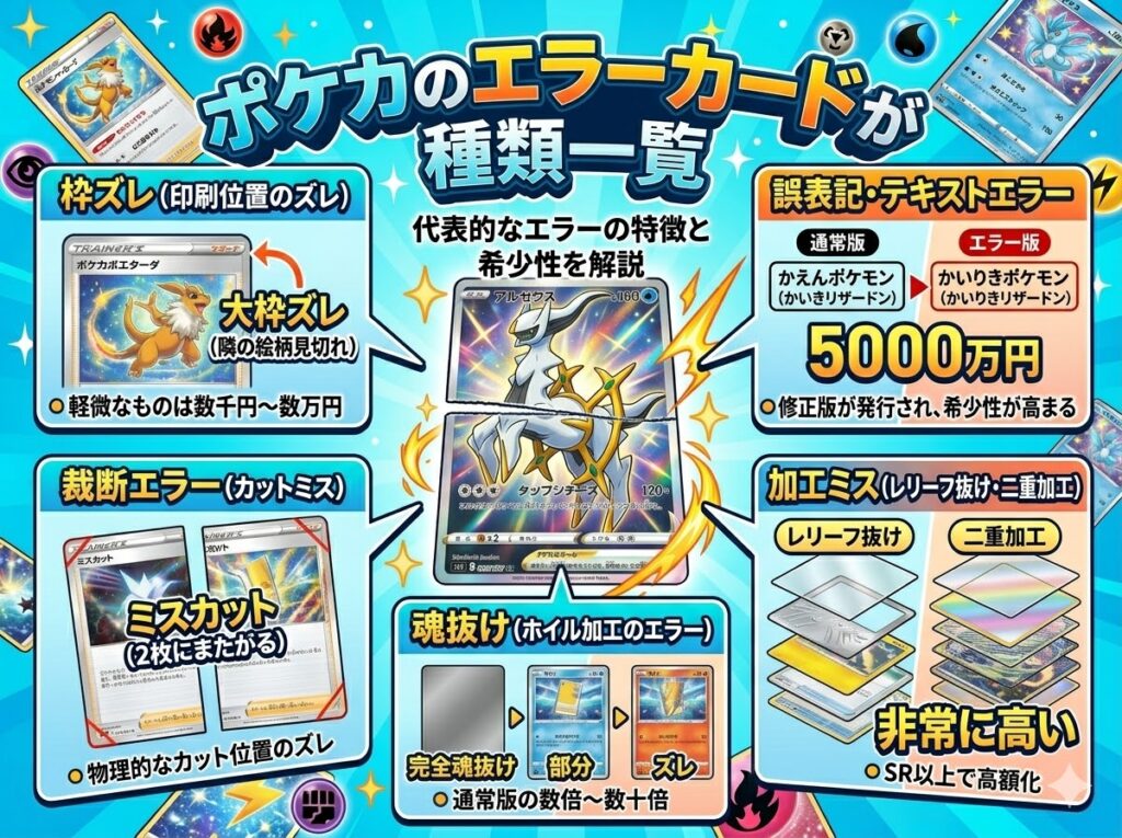 ポケカのエラーカードの種類一覧