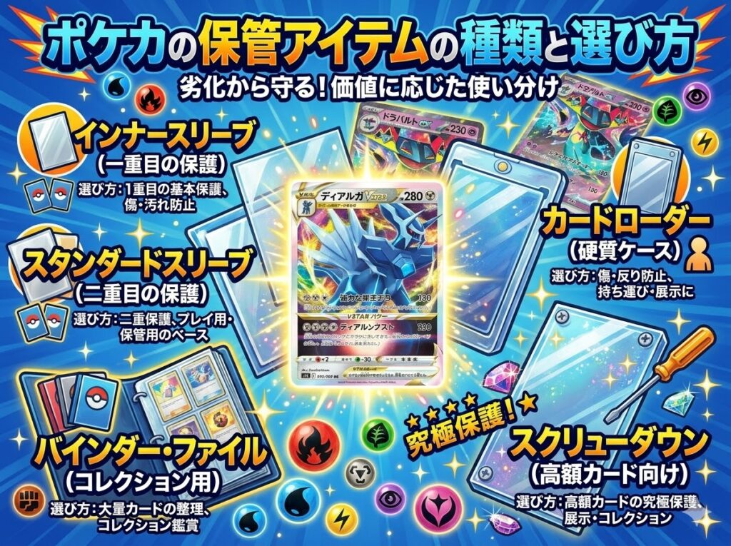ポケカの保管アイテムの種類と選び方