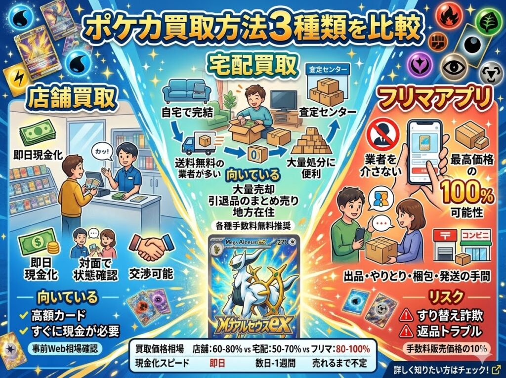 ポケカの買取方法3種類を比較